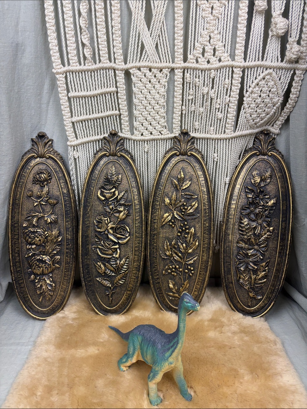 Vintage 1974 MCM Four Seasons Floral & Berries Wall Art - Set of Four